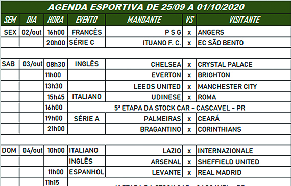 Agenda Esportiva