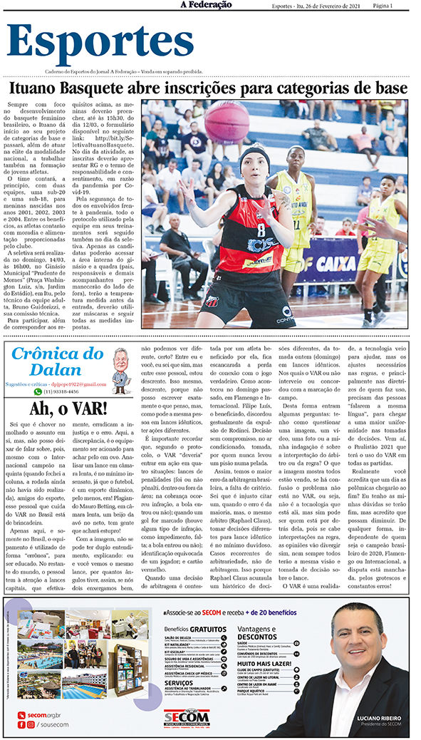 Esportes edição 26/02/2021