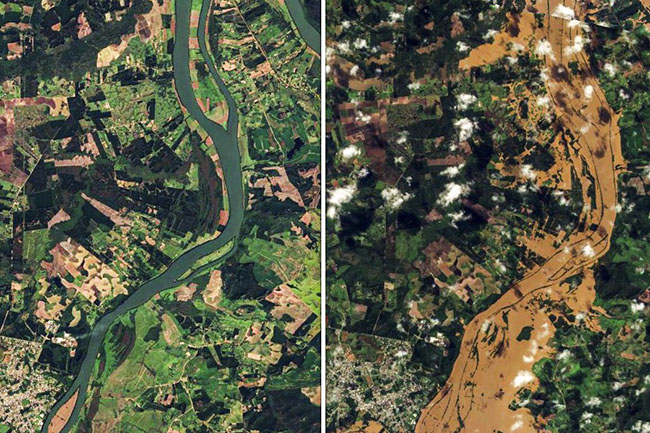 Imagens de satélite mostram alcance da destruição do ciclone RS