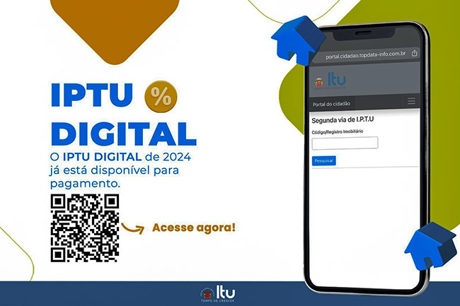 Pagamento do IPTU Digital já pode ser  realizado através do Portal do Cidadão