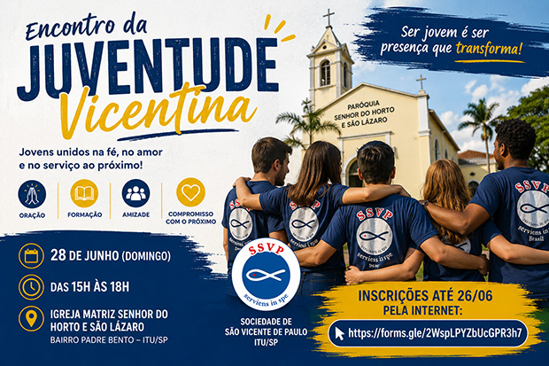 Paróquia Senhor do Horto recebe Encontro da Juventude Vicentina neste domingo